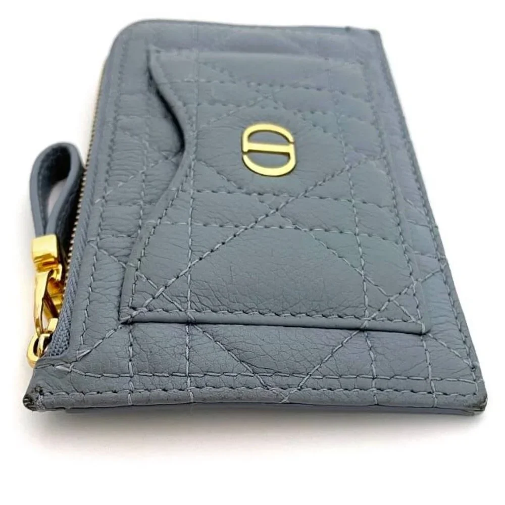 Christian Dior Coin Case Blue Lady Dior Leather